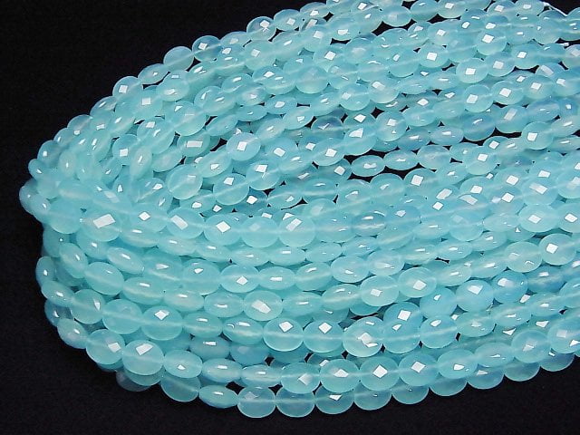 See Blau Chalcedon AAA Facettierte Oval 11x9x6mm 1/4 oder 1 Strang Perlen (ca. 15 Zoll / 38 cm)