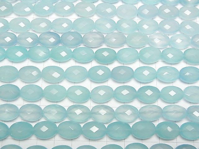 See Blau Chalcedon AAA Facettierte Oval 14x10x7mm 1/4 oder 1 Strang Perlen (ca. 15 Zoll / 36 cm)