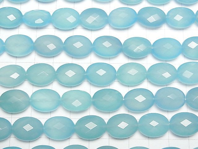 See Blau Chalcedon AAA Facettierte Oval 16x12x8mm 1/4 oder 1 Strang Perlen (ca. 15 Zoll / 36 cm)