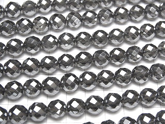 Silber Flash Kristall 64-facettiert rund 10mm halbe oder 1Strang Perlen (ca. 15 Zoll / 37 cm)