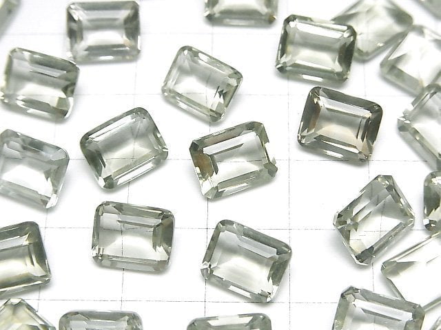 Hochwertiger Grüner Amethyst AAA Lose Stein Rechteckig Facettiert 10x8mm 2Stück