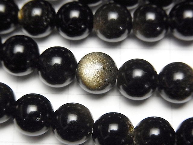 Goldene Obsidian AAA Rund 8mm 1Strang Perlen (ca. 15 Zoll / 36 cm)