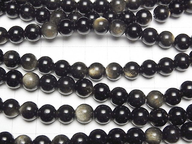 Goldene Obsidian AAA Rund 8mm 1Strang Perlen (ca. 15 Zoll / 36 cm)