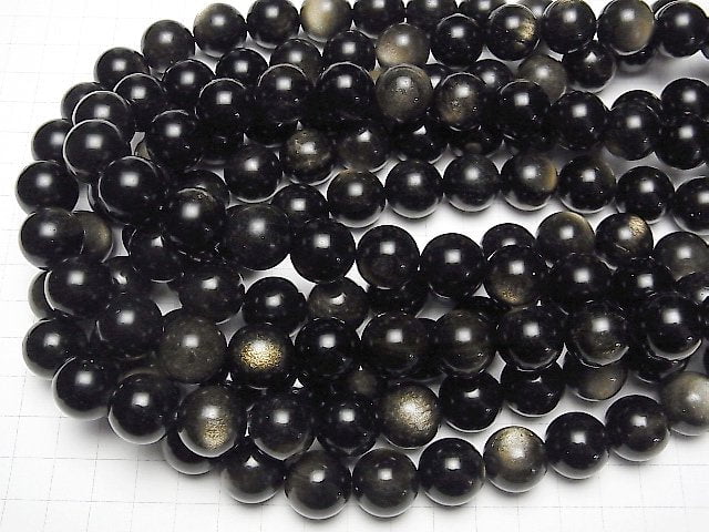 Goldener Obsidian AAA Rund 16mm halbe oder 1 Strang Perlen (ca. 15 Zoll / 36 cm)