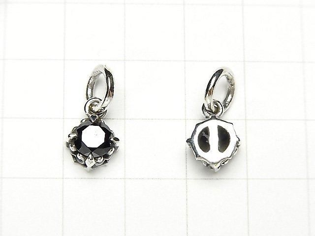 Silver 925 charm with cubic zirconia, 8x8x5mm, 1pc