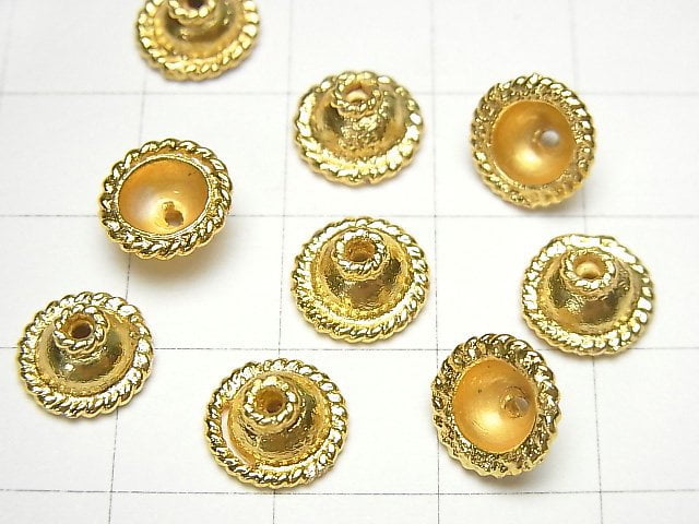 Copper Bead cap 9x9x4mm 18KGP 1/4 or 1strand beads (aprx.7inch/18cm)
