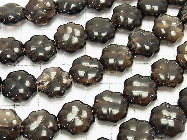 Smoky Quartz AAA Clover 14x14x5mm 1/4 or 1strand beads (aprx.15inch/38cm)