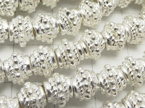 Copper Rondelle 7x7x6mm Silver coating half or 1strand beads (aprx.7inch / 18cm)