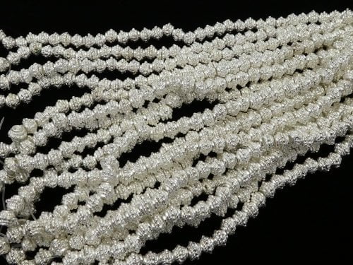 Copper Rondelle 7x7x6mm Silver coating half or 1strand beads (aprx.7inch / 18cm)