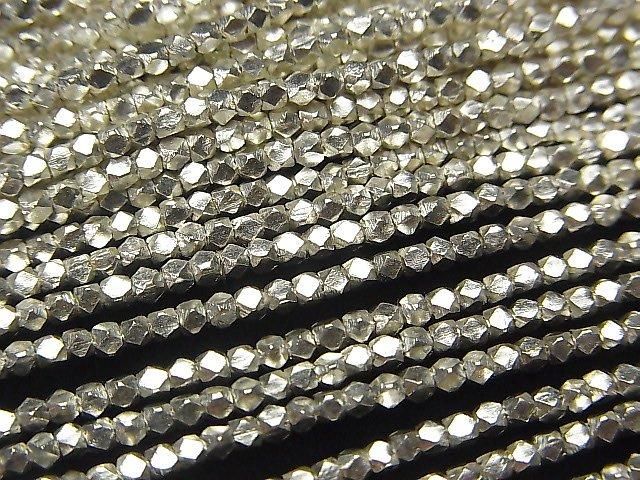 Karen Silver Cube Shape 2x2x2mm 1/8 or 1-strand beads (approx. 24 inches/60 cm)