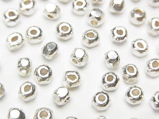 Karen Silver Faceted Button Rondelle 3.5x3.5x3mm White Silver 5pcs
