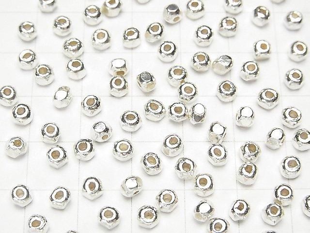 Karen Silver Faceted Button Rondelle 3.5x3.5x3mm White Silver 5pcs