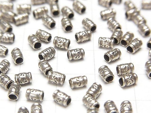 Karen Silver Patterned Rondelle 4x3x3mm 3pcs