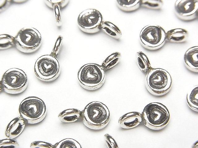 Karen Silver Heart Pattern Coin Charm 10x5x2.5mm 1pc