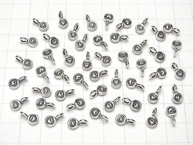 Karen Silver Heart Pattern Coin Charm 10x5x2.5mm 1pc
