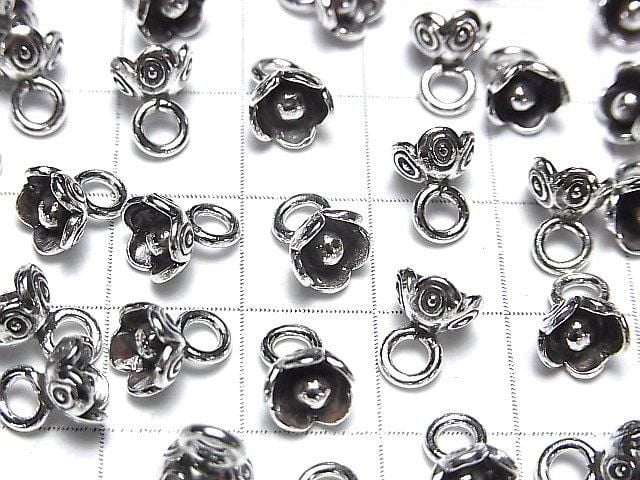 Breloque Fleur Argentée Karen 8x7x7mm (2 pièces)