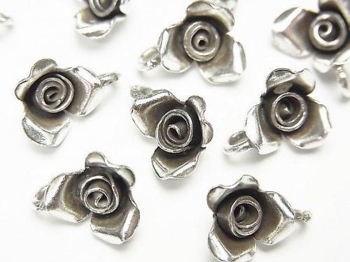 Karen Silver Rose Charm, 12x10x5mm, 1pc