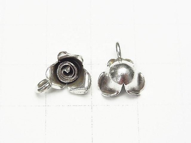 Karen Silver Rose Charm, 12x10x5mm, 1pc