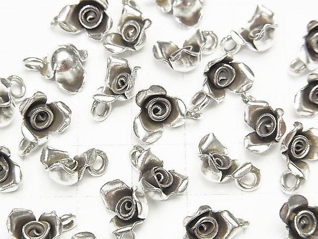 Karen Silver Rose Charm, 12x10x5mm, 1pc