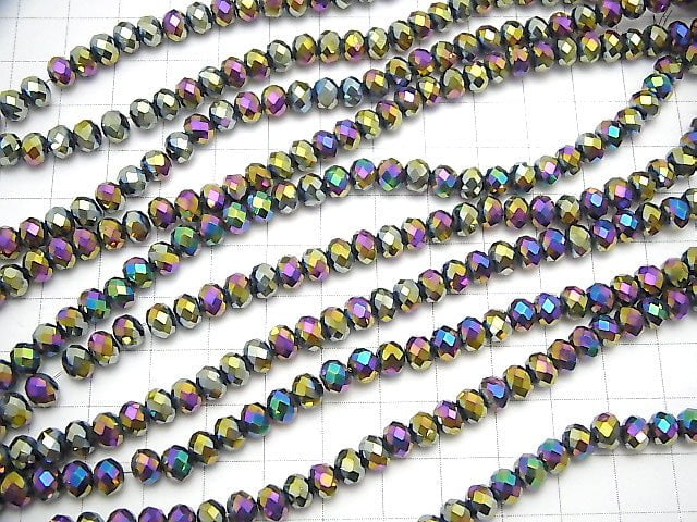 1strand $2.39! Glass Beads Faceted Button Rondelle 6 x 6 x 4 mm metallic coating 1 strand beads (aprx.18 inch / 44 cm)