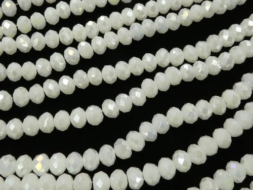 1strand $2.39! Glass Beads Faceted Button Rondelle 6 x 6 x 4 mm White AB 1 strand beads (aprx.17 inch / 43 cm)