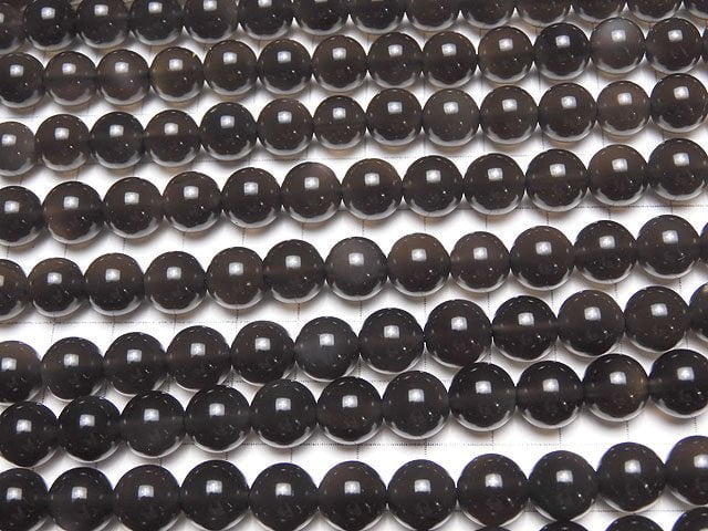 Mexican Black Ice Obsidian AAA Round 10 mm half or 1 strand beads (aprx.15 inch / 37 cm)