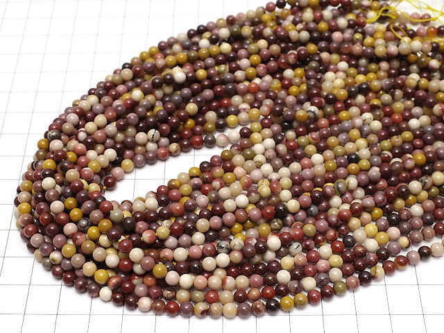 Mookaite Rund 4mm 1Strang Perlen (ca. 15 Zoll / 37 cm)