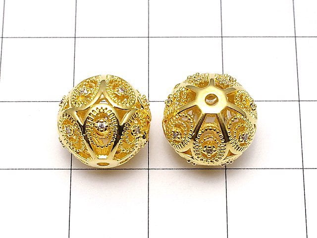 Metal Parts watermark pattern entering Round 12mm gold color w / CZ 1pc $4.79!