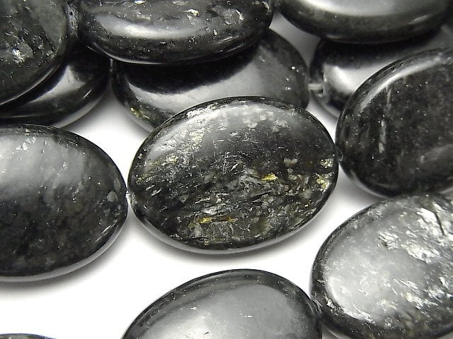 Nuummite Oval 25x18x7mm halb oder 1Strang Perlen (ca. 15 Zoll / 36 cm)