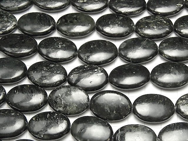 Nuummite Oval 25x18x7mm halb oder 1Strang Perlen (ca. 15 Zoll / 36 cm)