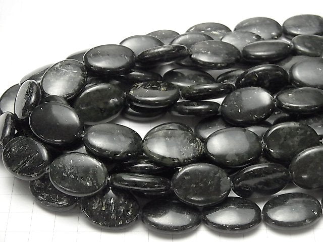 Nuummite Oval 25x18x7mm halb oder 1Strang Perlen (ca. 15 Zoll / 36 cm)