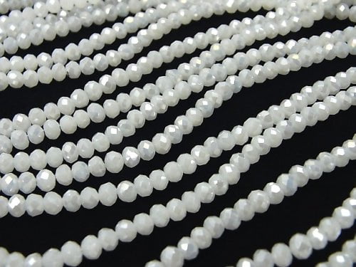 1strand $1.79! Glass Beads Faceted Button Rondelle 4 x 4 x 3 mm White NO.2 AB 1 strand beads (aprx.17 inch / 43cm)