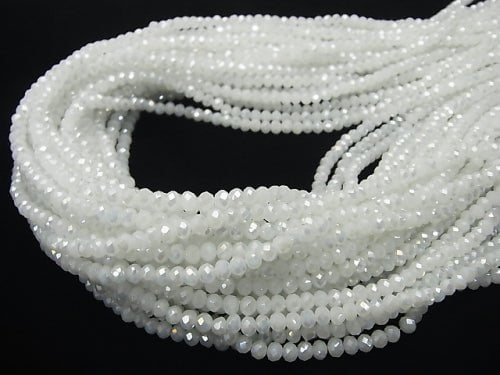 1strand $1.79! Glass Beads Faceted Button Rondelle 4 x 4 x 3 mm White NO.2 AB 1 strand beads (aprx.17 inch / 43cm)