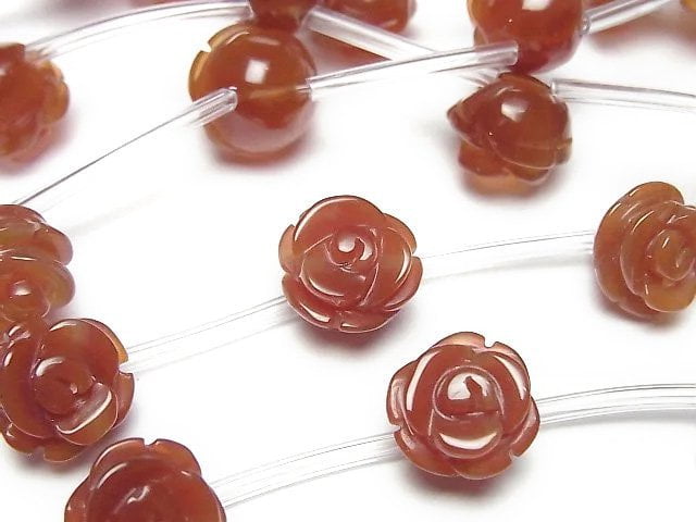 Rote Achat AA++ Rose 12mm halbe oder 1 Strang Perlen (ca. 13 Zoll / 31 cm)
