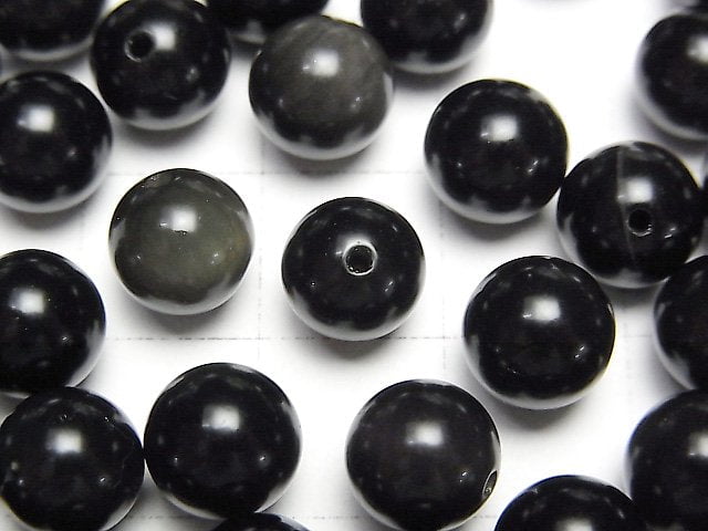 Regenbogen-Obsidian AAA Halb Durchbohrtes Loch Rund 8mm 10 Stück