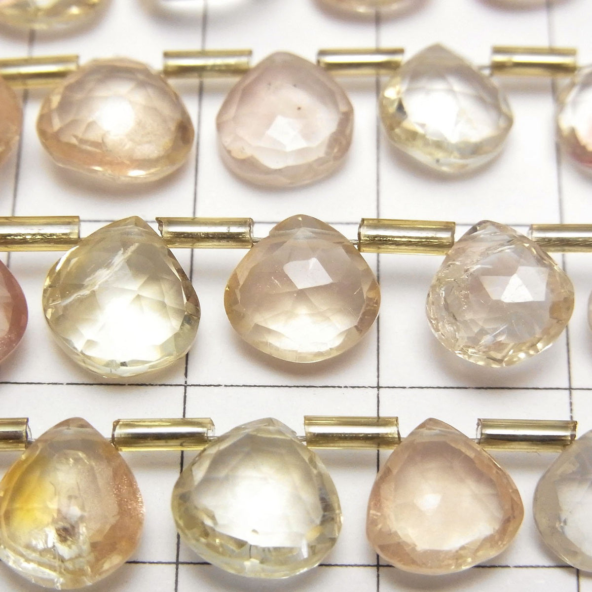 高品質俄勒岡日光石 AAA- 栗子刻面水滴珠 1串珠子 (約7英吋 / 18公分)
