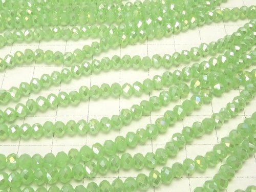 1strand $1.79! Glass Beads Faceted Button Rondelle 4 x 4 x 3 mm pastel green AB 1 strand beads (aprx.19 inch / 46 cm)