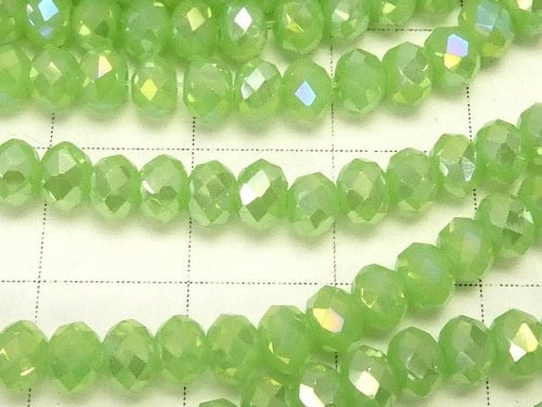 1strand $1.79! Glass Beads Faceted Button Rondelle 4 x 4 x 3 mm pastel green NO.2 AB 1 strand beads (aprx.18 inch / 45 cm)