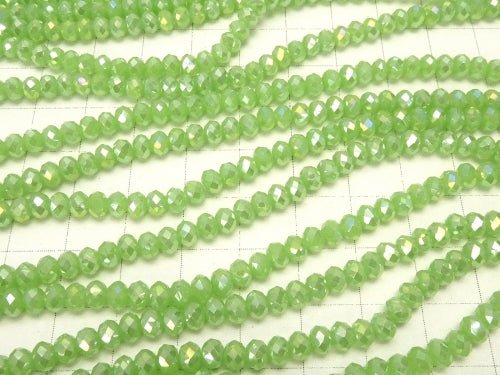 1strand $1.79! Glass Beads Faceted Button Rondelle 4 x 4 x 3 mm pastel green NO.2 AB 1 strand beads (aprx.18 inch / 45 cm)