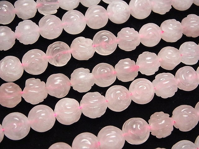 Rosenquarz AA++ Rund Rosen Schliff 12mm halb oder 1 Strang (ca. 15 Zoll / 36 cm)