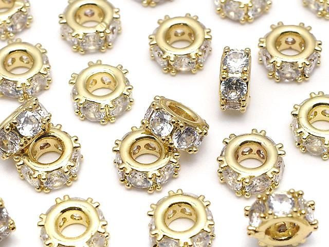 金屬墊圈 7x7x3毫米 金色 (帶CZ) 3個