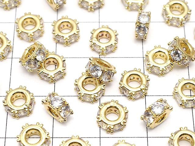 金屬墊圈 7x7x3毫米 金色 (帶CZ) 3個