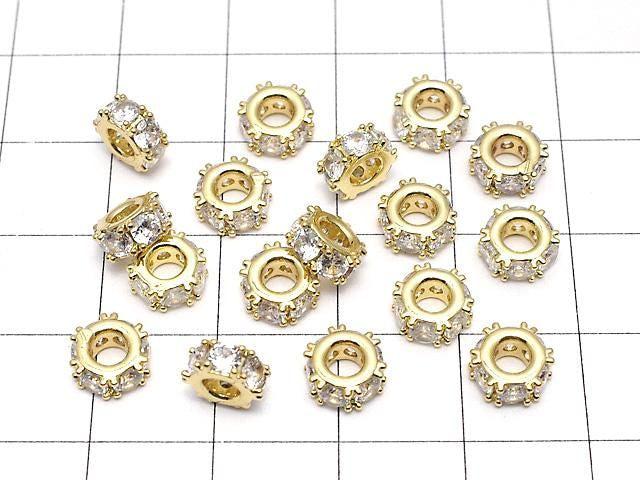 金屬墊圈 7x7x3毫米 金色 (帶CZ) 3個