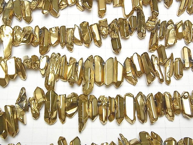 1 Strang 12,99 $! Kristall natürliche Punktform goldfarbene Beschichtung 1 Strang Perlen (ca. 15 Zoll / 38 cm)