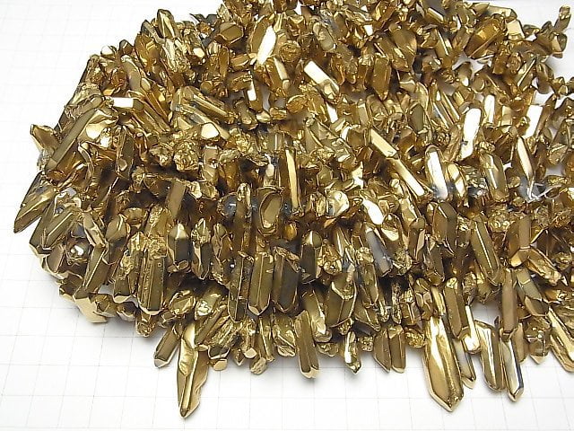 1 Strang 12,99 $! Kristall natürliche Punktform goldfarbene Beschichtung 1 Strang Perlen (ca. 15 Zoll / 38 cm)