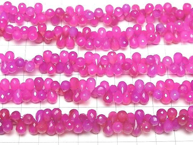 高品質紫紅色玉髓 AAA 刻面水滴形橢圓珠 8x5mm 半串或一串珠子 (58顆)