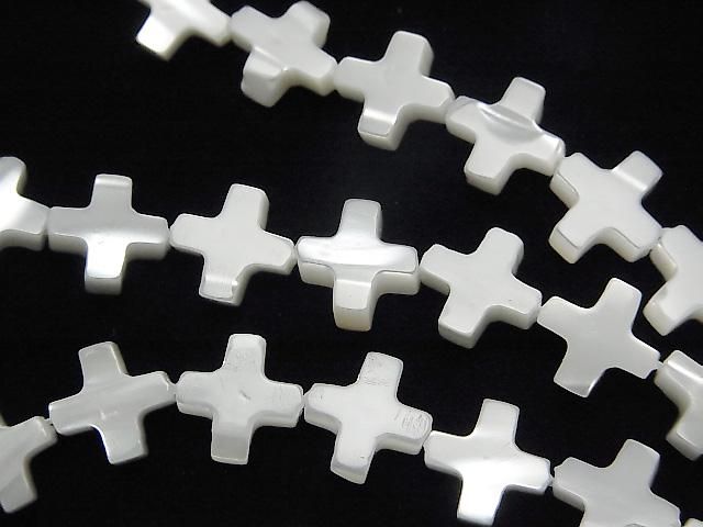 Perlmutt MOP weiße Kreuz 8x8mm 1 Strang Perlen (ca. 15 Zoll / 37 cm)