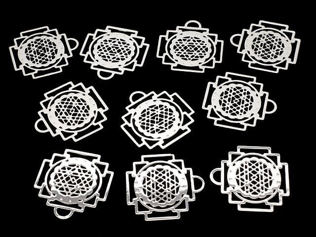 金屬配件神聖符文 21x20mm 銀色 1個