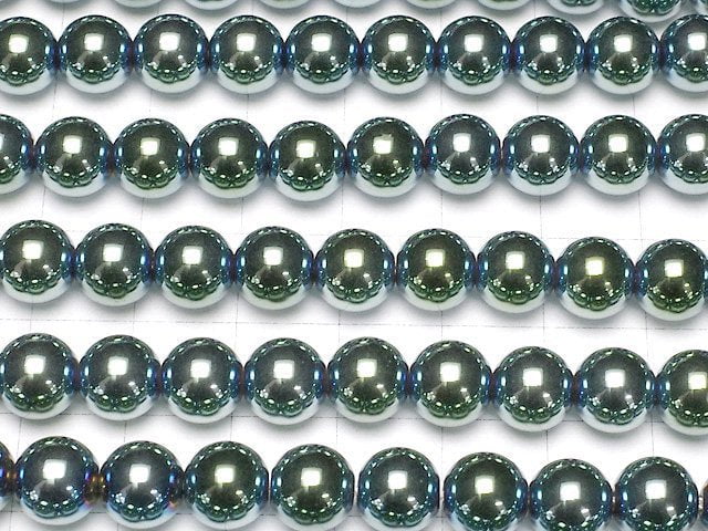 Hämatit Rund 8mm metallisch grün 1 Strang Perlen (ca. 15 Zoll / 38 cm)