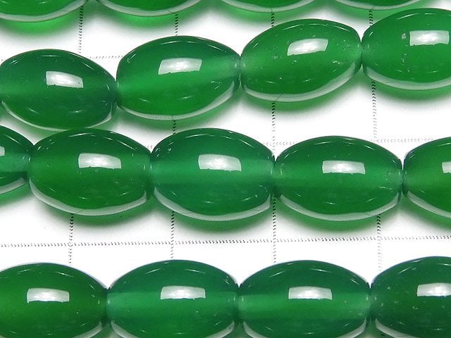 Green Onyx AAA Rice 12x8x8mm 1strand beads (aprx.15inch / 37cm)